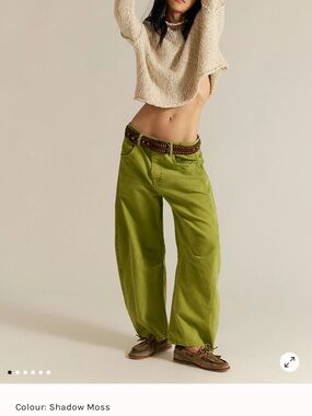 NWT Free People good luck Wide-Leg Jeans in Shadow Moss Green - Women